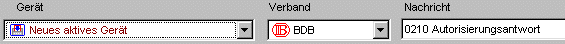Eingabefelder: Ger�t, Verband, Nachricht