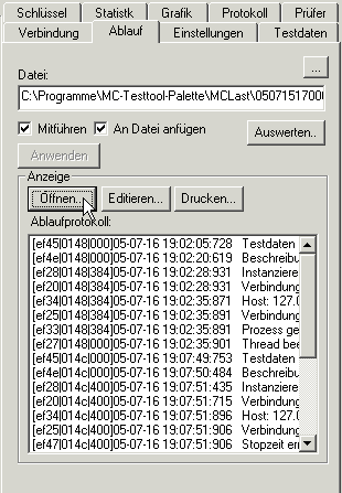 Registerkarte Ablauf