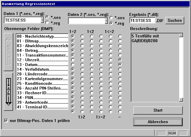 Auswertung des Regressionstests