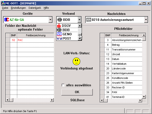 Auswahl des Verbandes in MC-DOTT